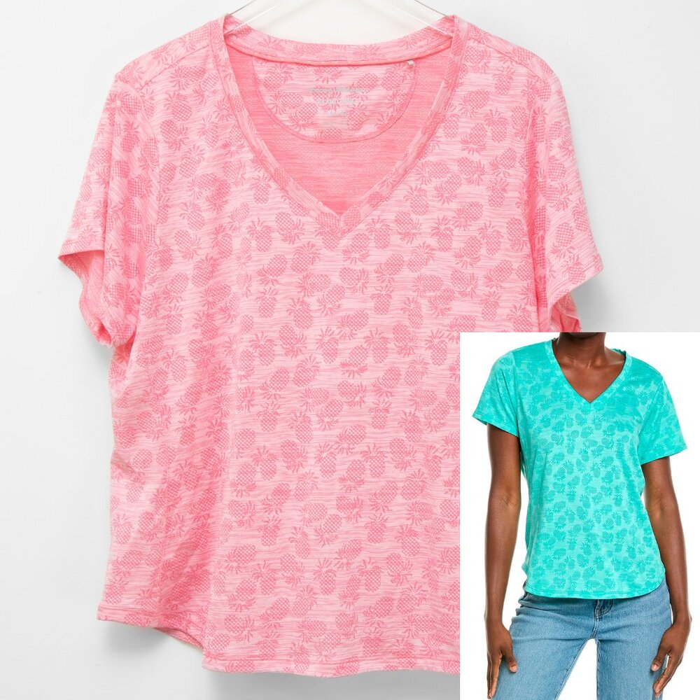Tommy Bahama Palm Coast Pineapple T-Shirt Tropical Island Zone Pink Size XL